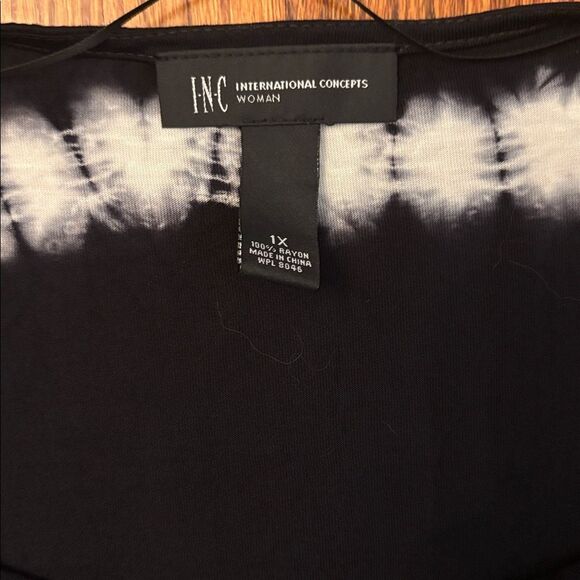 INC NWT Navy & White Tie Dye Cowl Neck Tunic Shirt Size 1X - Picture 2 of 4